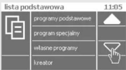 lista podstawowa programy podstawowe program specjalny własne programy kreator 11:05