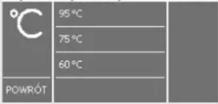 95 °C 75 °C 60 °C POWRÓT