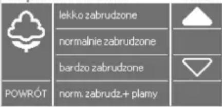 lekko zabrudzone normalnie zabrudzone bardzo zabrudzone norm. zabrudz.+ plamy POWRÓT