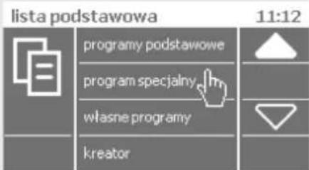 lista podstawowa programy podstawowe program specjalny własne programy kreator 11:12