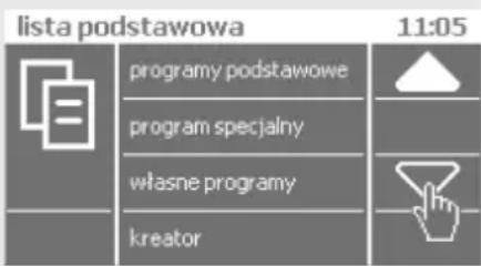 lista podstawowa programy podstawowe program specjalny własne programy kreator 11:05
