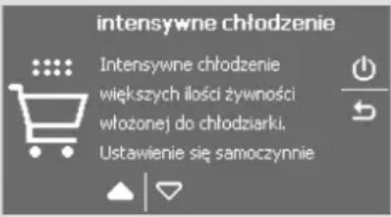 intensywne chłodzenie Intensywne chłodzenie większych ilości żywności włożonej do chłodziarki. Ustawienie się samoczynnie