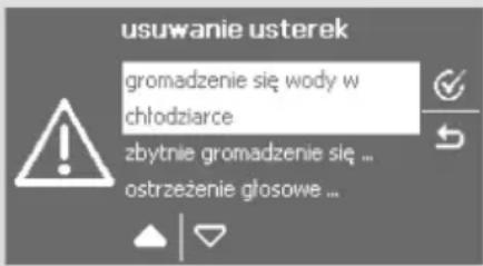 usuwanie usterek gromadzenie się wody w chłodziarce zbytnie gromadzenie się ... ostrzeżenie głosowe ...