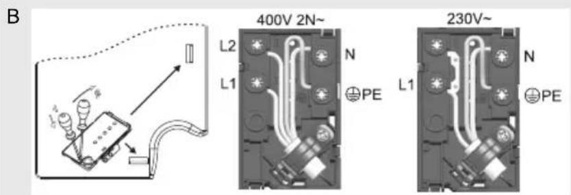 B 400V 2N~ L2 N L1 PE L1 230V~ N PE