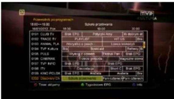 Przewodnik po programach 15:00—19:00 Szkoja przytwnia 16/01/2012_Pon 18:00 19:00 20:00 Q191 CLUB TV Q192 TRACE TV Q193 ANIMAL PLA Q194 TVP Kultura Q195 PULS Q196 CINEMAX Q197 TVP INFO Q198 TV Q199 KIMO POLSK C200 Discovery Ch Brak EPG Polycie Amy W dozym et PLAYLIST HCT US Dra Macytko o peach Lowca mskodyl Bra Boxi akt Refery B Wydiag z cressii Frotuk Pan Brak EPG Trzecu gialała Magazne siowa Brak EPG Brak EPG Oscendacja Short C Brak EPG Brak EPG Anabra Anabra Bra Schuło przytwnia Part c Lieńec/Part c Lieńecch Timer aktywny Trzycstowe EPG Info