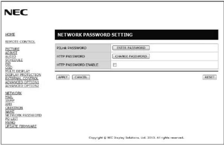 NEC MultiSync X464UN-TMX9P - Network Password Setting - 1