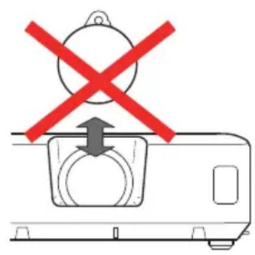 Diagram showing a device with a red X symbol above it and an arrow pointing upward, indicating a warning or rejection.