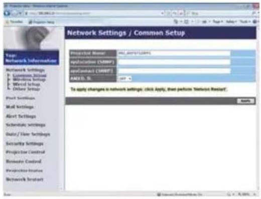 Network Settings / Common Setup Project Name: m2_sport1.com application (SDBP) application (SDBP) AMRD. SL. To apply changes to network settings: click Apply, then perform 'Network Restart'.