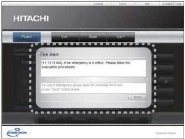 HITACHI Power Vol - Mate Vol + Fire Alert [11.13.15 AM] A fire emergency is in effect. Please follow fire evacuation procedures. To report emergency please type the message here and please "Send" button below Send