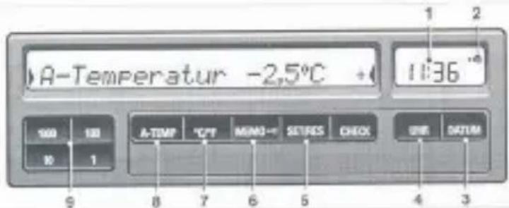 BMW 318i (1996) - Check Control ze wskaźnikiem temperatury na zewnątrz i zegarem cyfrowym\* - 1
