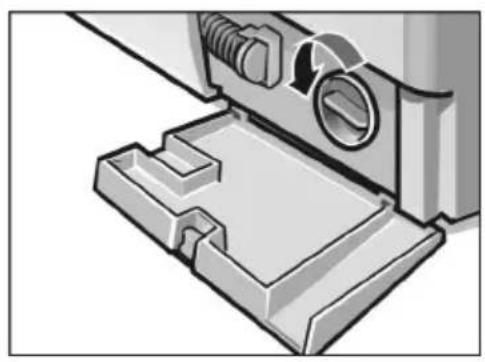 Mechanical assembly diagram showing a component with a handle and housing (no text or symbols)