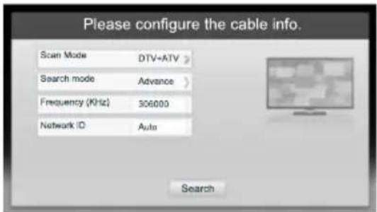 HISENSE LHD32K370WSEU - Select a preset reception type: Cable - 1