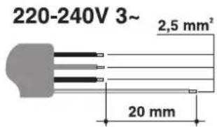 220-240V 3~ 2,5 mm² 20 mm