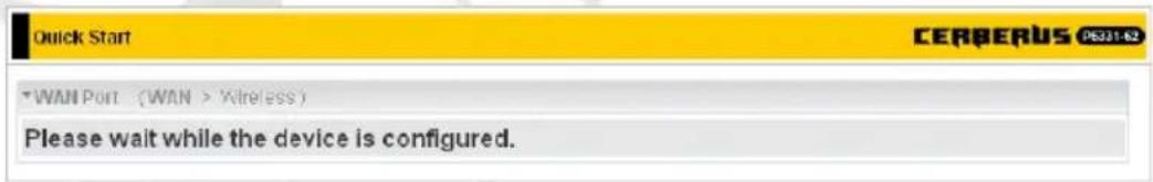 Quick Start CERBERUS PS331-52 *WAN Port (WAN > Wireless) Please wait while the device is configured.