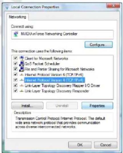 Local Connection Properties Networking Connect using: NVIDIA GeForce Networking Controller Configur... The connection uses the following items: ✓ Client for Microsoft Networks ✓ GoS Packet Scheduler ✓ File and Printer Sharing for Microsoft Networks ✓ Internet Protocol Version 5 (TCP/IP.v6) ✓ Internet Protocol Version 4 (TCP/IP.v9) ✓ Link-Layer Topology Discovery Mapper I/O Driver ✓ Link-Layer Topology Discovery Responder Install... Uninstall Properties Descalation Transmission Control Protocol/Internet Protocol. The default wide area network protocol that provides communication across diverse interconnected networks. OK Cancel
