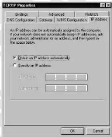 TCP/IP Properties Bindings Advanced NetRDS DNS Configuration Gateway WINS Configuration IP Address An IP address can be automatically assigned to the computer. If your network does not automatically assign IP addresses, ask your network, administrate for an address, and then type in the space below. ● Obtain an IP address automatically ○ Specify an IP address: IP address:_______________ Standard:_______________ OK Cancel