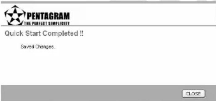 PENTAGRAM THE PERFECT SIMPLICITY Quick Start Completed!! Saved Changes. CLOSE