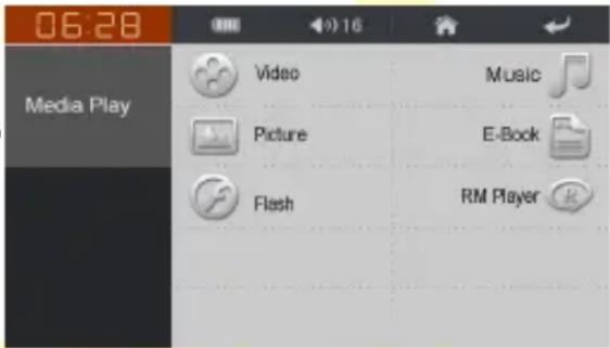 06:28 Media Play Video Music Picture E-Book Flash RM Player