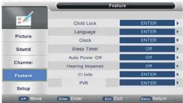 Manta LED1503 - Feature Menu - 1