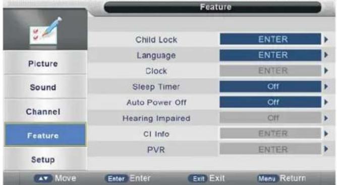 Manta LED1503 - Feature Menu - 1