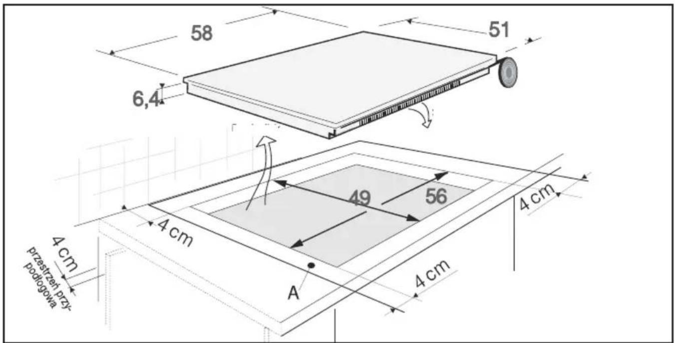 58 6,4 51 49 56 4 cm 4 cm 4 cm przestrzeń przy podłogowa A 4 cm
