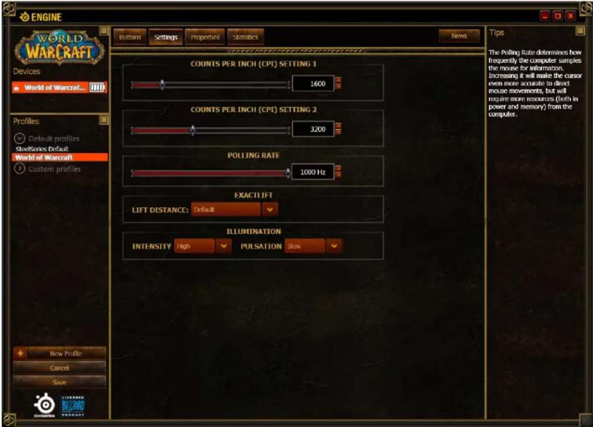 STEELSERIES World of Warcraft Wireless - SETTINGS - 1