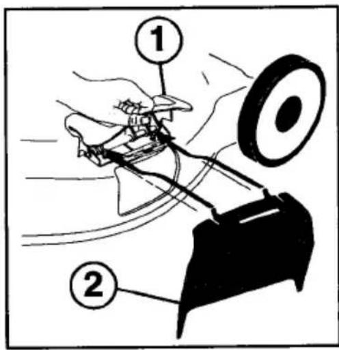 Diagram showing a mechanical device with labeled parts, including numbered callouts 1 and 2.