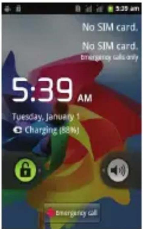 No SIM card. No SIM card. emergency calls only 5:39 AM Tuesday, January 1 Charging (88%) Emergency call
