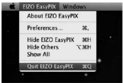 EIZO EasyPIX Windows About EIZO EasyPIX Preferences... ⌘. Hide EIZO EasyPIX ⌘H Hide Others ⌘H Show All Quit EIZO EasyPIX ⌘Q