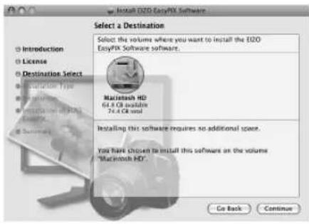 Install EZO EasyFIX Software Select a Destination Select the volume where you want to install the EZO EasyFIX Software software. Introduction License Destination Select Configuration Type Application Installation on EZO EasyFIX Switches Macintosh HD 64.4 GB installed 74.4 GB unit Installing this software requires no additional space. You have chosen to install this software on the volume "Macintosh HD". Go Back Continue