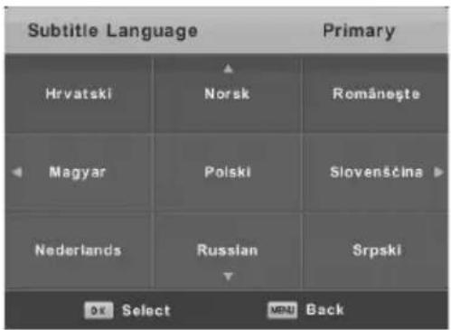 Vivax TV-40LE78T2S2 - Subtitle languages (Jezici podnaslova) - 1