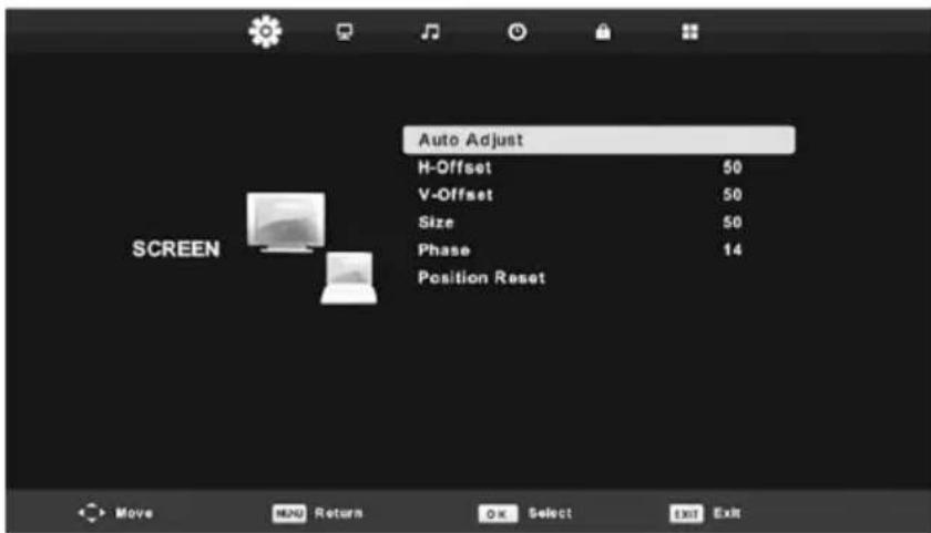 Vivax TV-40LE78T2S2 - SCREEN (Izbornik zaslona) samo u načinu rada na PC-u - 1