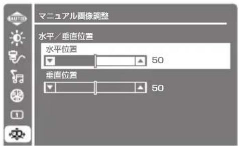 マニュアル画像調整 水平/垂直位置 水平位置 50 垂直位置 50