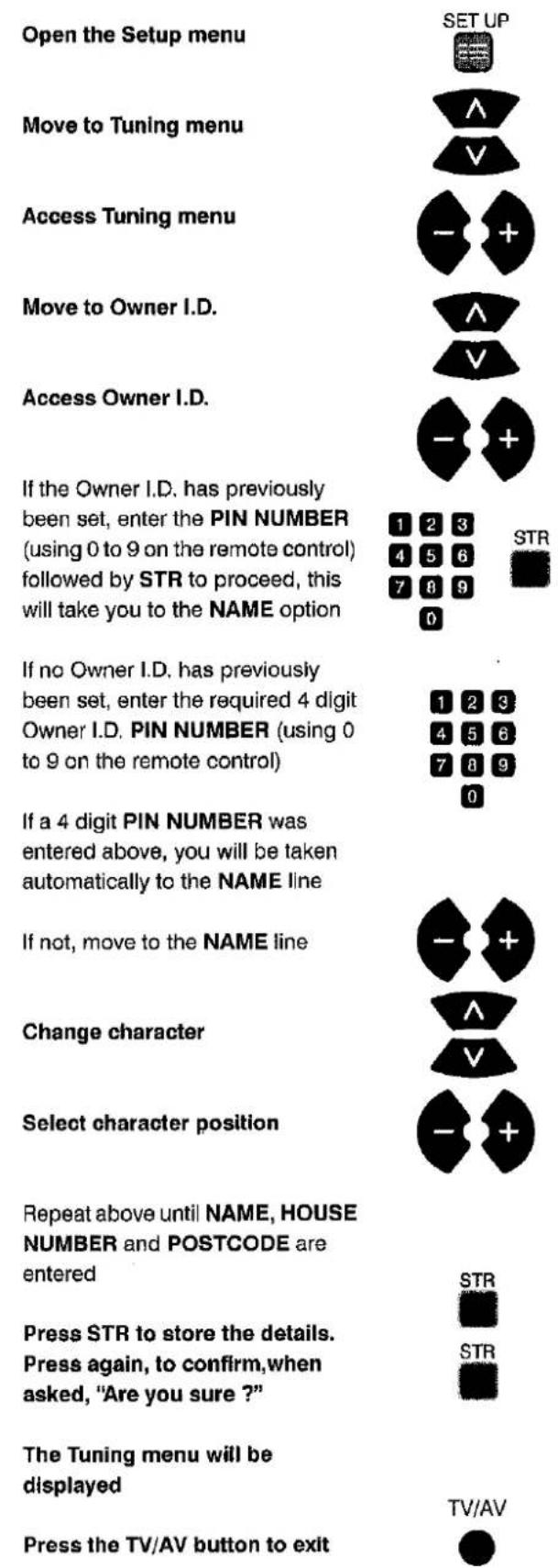 PANASONIC TX-32PK3L - Owner I.D. allows you to enter a security code and address information so that in the unfortunate event of theft it will help the Police to determine the owner. - 1