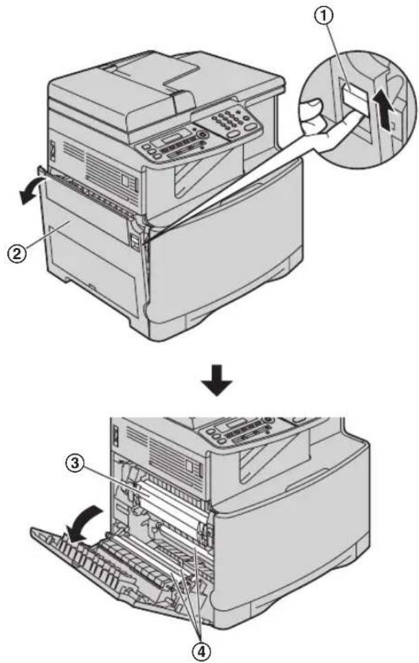 PANASONIC KX-MC6020PD - Kiedy papier zablokuje się wewnątrz urządzenia - 1