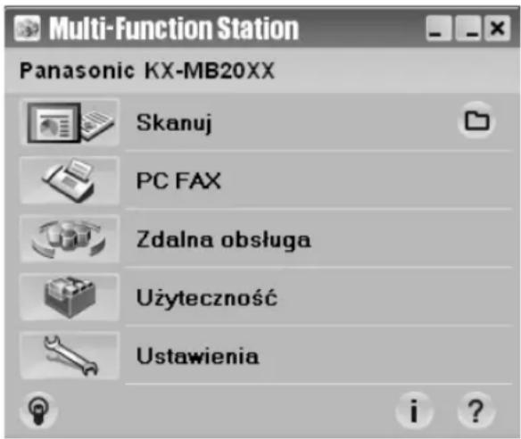 Multi-Function Station Panasonic KX-MB20XX Skanuj PC FAX Zdalna obsługa Użyteczność Ustawienia