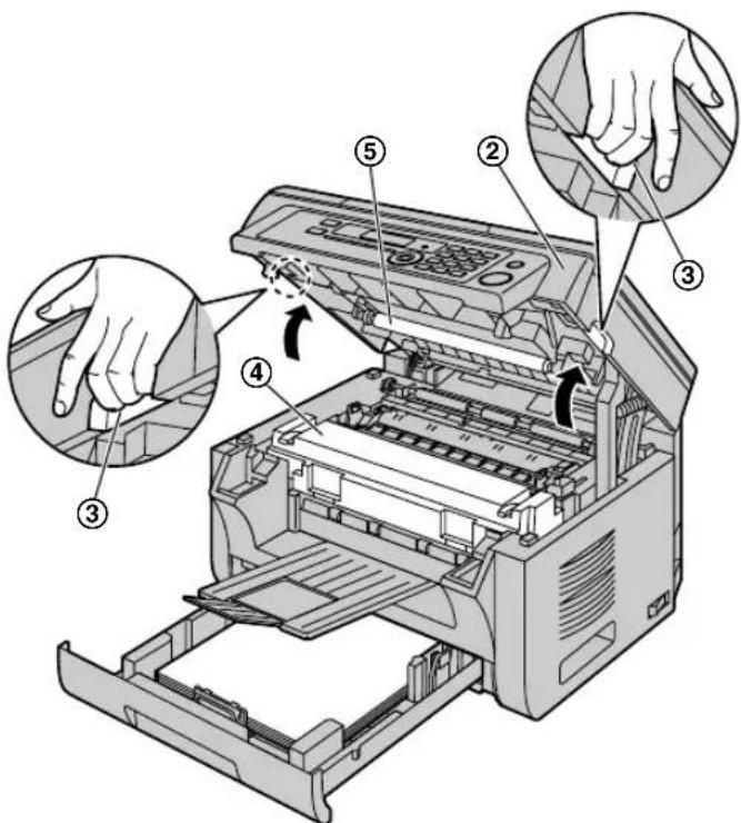 PANASONIC KX-MB2001PD - Kiedy papier zablokuje się wewnątrz urządzenia - 5