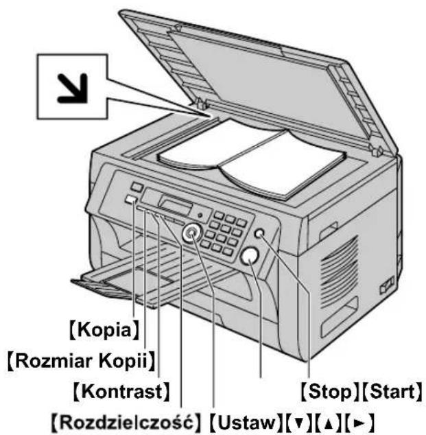 [Kopia] [Rozmiar Kopii] [Kontrast] [Rozdzielczość] [Ustaw][▼][▲][►] [Stop][Start]