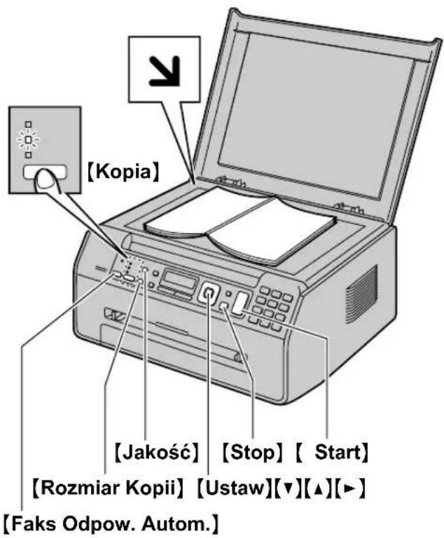 [Kopia] [Jakość] [Stop] [Start] [Rozmiar Kopii] [Ustaw][▼][▲][►] [Faks Odpow. Autom.]