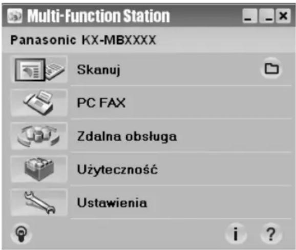 Multi-Function Station Panasonic KX-MBXXXX Skanuj PC FAX Zdalna obsługa Użyteczność Ustawienia