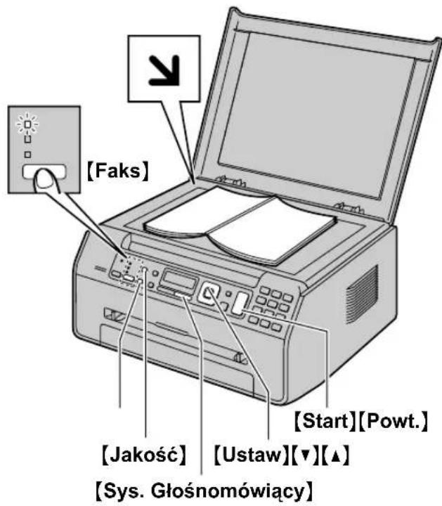 [Faks] [Start][Powt.] [Jakość] [Ustaw][▼][▲] [Sys. Głośnomówiący]