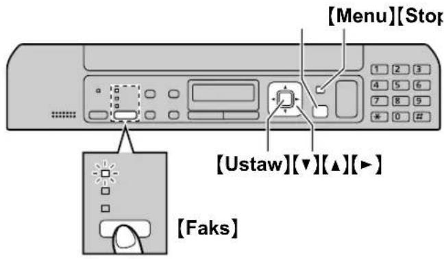 [Menu][Stop] [1 2 3 4 5 6 7 8 9 * 0 # [Ustaw][▼][▲][▶] [Faks]