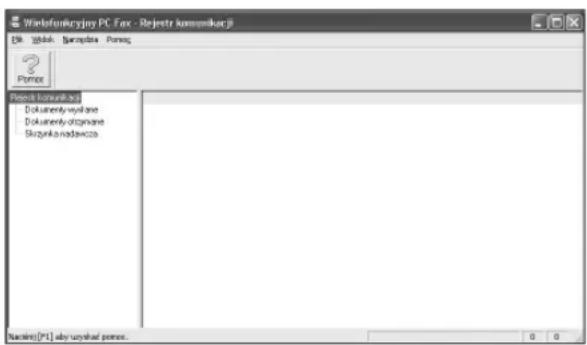 Winklofunkcyjny PC Fax - Rejestr komunikarji Disk: Winkl: Narczipsa: Pons: Pomer Rejestr komunikarji Dokumenty wysihase Dokumenty oztgynase Skuganka nasdawca Nakolin[PI] aby uysihad pomer. 0 0