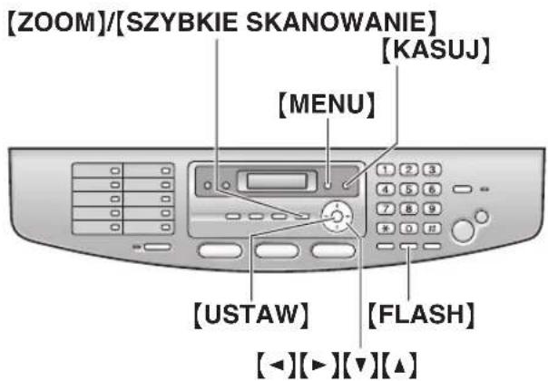 [ZOOM]/[SZYBKE SKANOWANIE] [KASUJ] [MENU] [1 2 3 4 5 6 7 8 9 * 0 H [USTAW] [FLASH] [◀][▶][▼][▲]