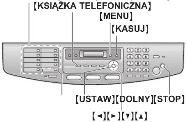 [KŚIAŻKA TELEFONICZNA] [MENU] [KASUJ] [USTAW][DOLNY][STOP] [◀][▶][▼][▲]