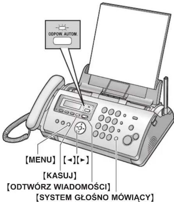 ODPOW. AUTOM. [MENU] [◀][▶] [KASUJ] [ODTWÓRZ WIADOMOŚCI] [SYSTEM GŁOŚNO MÓWIĄCY]