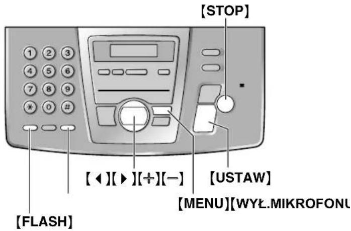 [FLASH] [◀][▶][+][-] [USTAW] [MENU][WYL.MIKROFONU] [STOP]