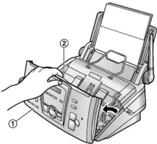 PANASONIC KX-FC195PDG - Kiedy papier zablokuje się wewnątrz telefaksu - 1