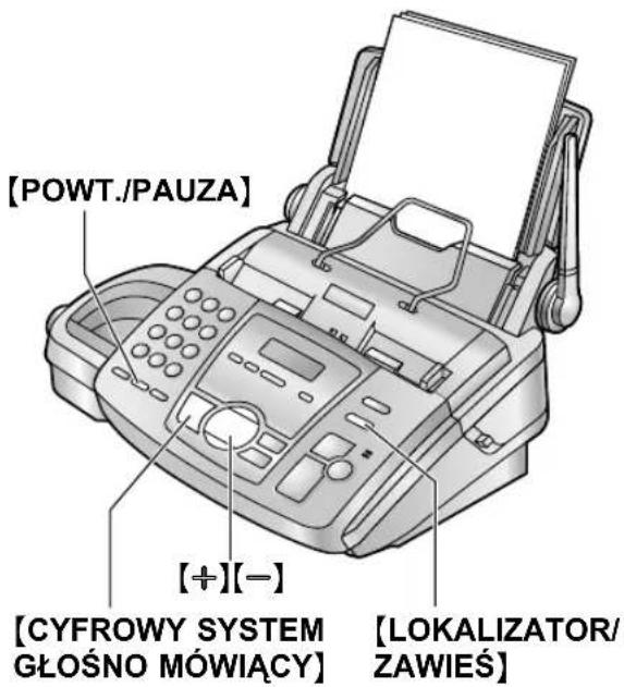 [POWT./PAUZA] [+][-] [CYFROWY SYSTEM GŁOŚNO MÓWIĄCY] [LOKALIZATOR/ ZAWIEŚ]