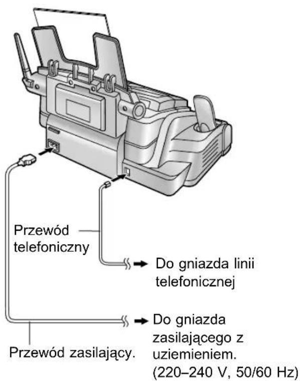 Przewód telefoniczny Przewód zasilający. Do gniazda linii telefonicznej Do gniazda zasilającego z uziemieniem. (220–240 V, 50/60 Hz)